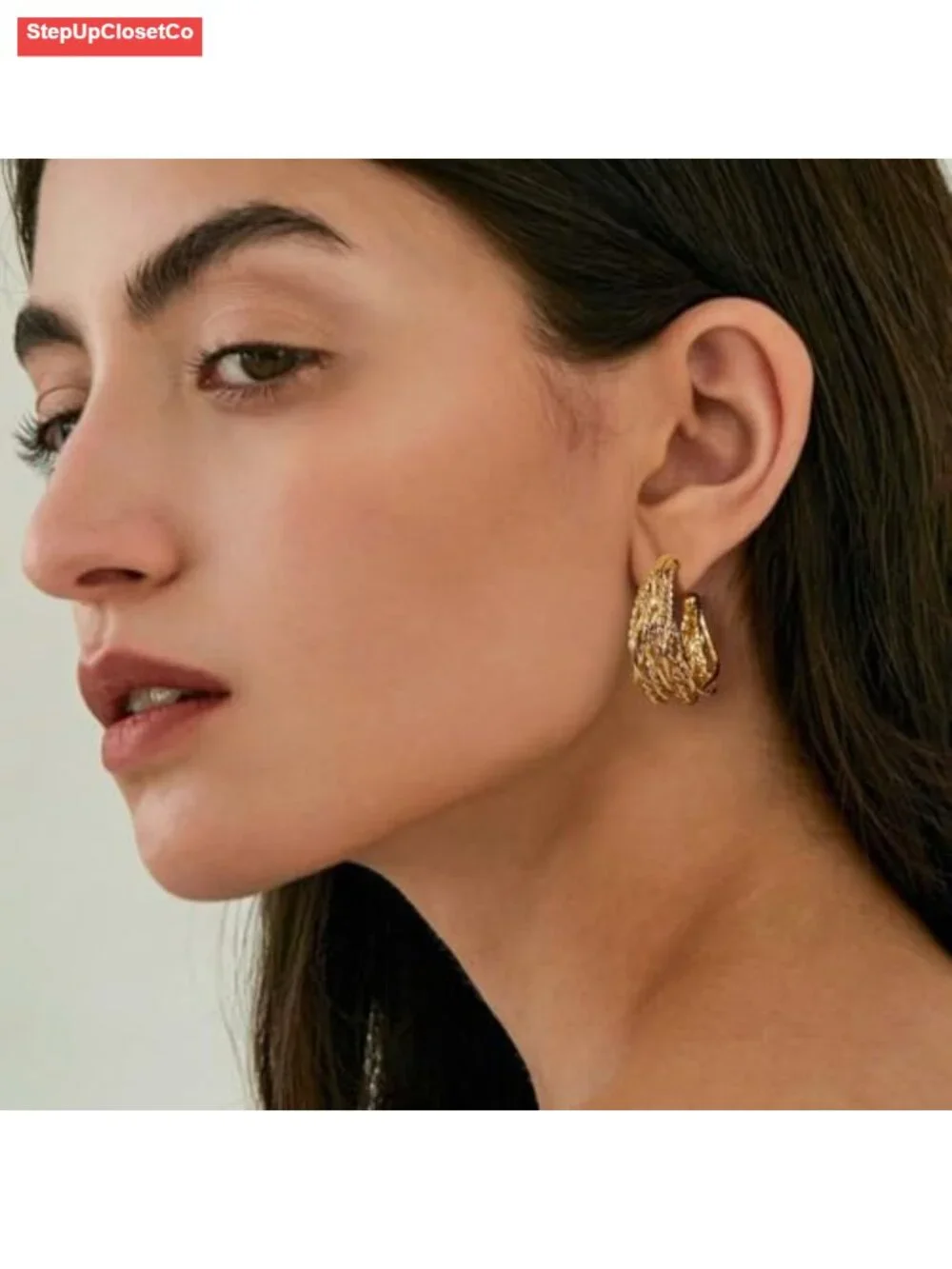 18K Gold Plated Chunky Hoop Earrings for Women Hypoallergenic Handmade Statement
